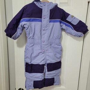 LL Bean Cold Buster Snowsuit Purple Blue Winter Toddler Girls 6-12 Months